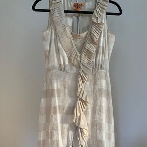 Tory Burch Silk Checkered Ruffle A-Line Dress